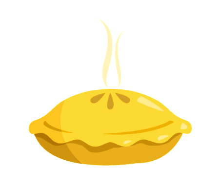 A freshly baked pie floating in the sky